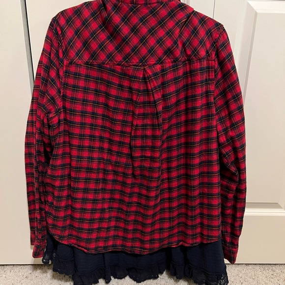 Flannel Button-Down with Ruffle Hem - Picture 2 of 4